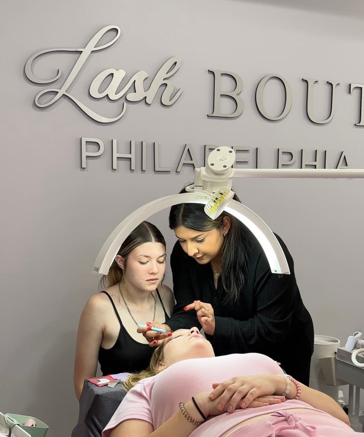 Lash extension training at The Lash Boutique